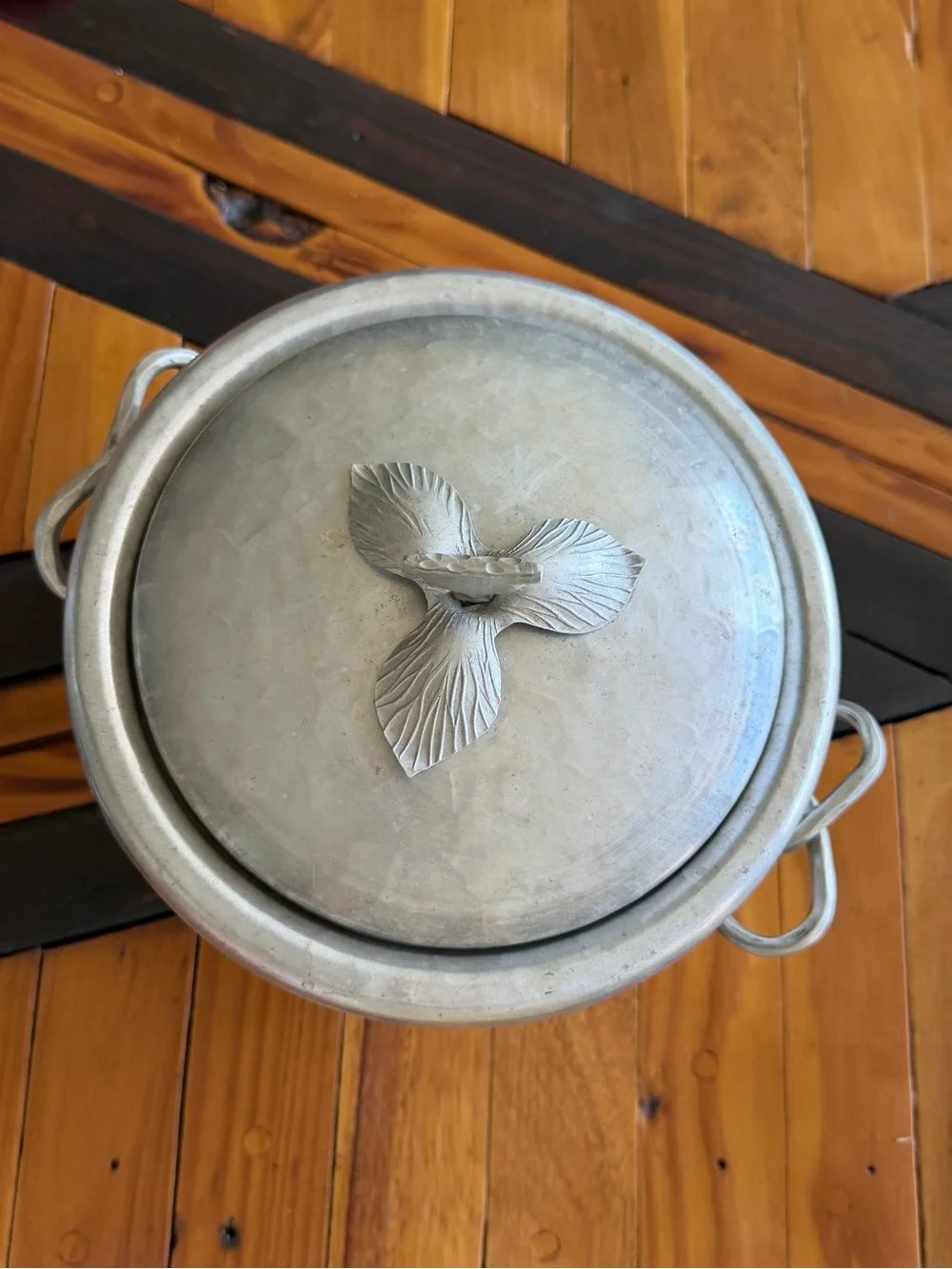 Vintage Hammered and Hand Forged Metal Ice Bucket - Silver